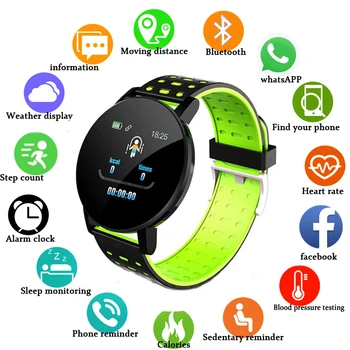 

119Plus Bluetooth Smart Watch Men Blood Pressure Smartwatch Women Watch Sport Tracker WhatsApp For Android Ios PK B57 116 D13 M4