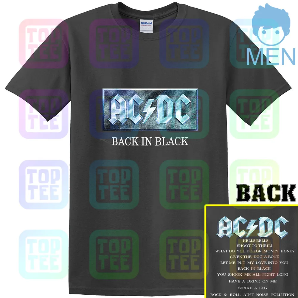 Vintage 1996 AC DC T-Shirt 90s Graphic Rock Back in Black Size L - Цвет: MEN-DARK GRAY