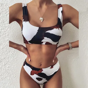 

Ladies Femme Bikinis Women's Bikini Print Set Swimsuit One Piece Filled Bra Swimwear Beachwear Biquini Maillot De Bain