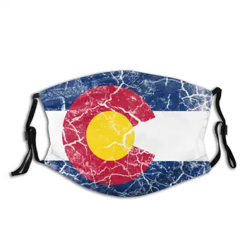 

Colorado State Flag Vintage America Reusable Face Mask with filter Anti Haze Dust Mask Protection Cover Respirator Mouth Muffle