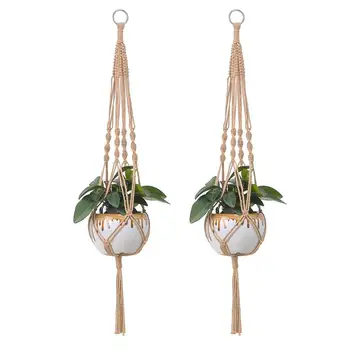 

2PCS Macrame Plant Hanger Outdoor Indoor Flower Pot Plants Holder Planter Basket