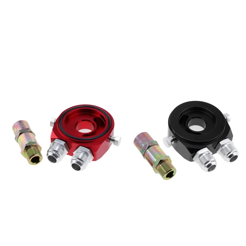 MagiDeal Great Performance Oil Filter Cooler Gauge Sandwich Plate Black+Red