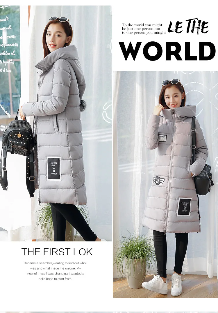 Зима, стиль, женское стеганое хлопковое пальто, корейский стиль, приталенная, длинная, с хлопковой подкладкой, Женская куртка, большой размер, толстая