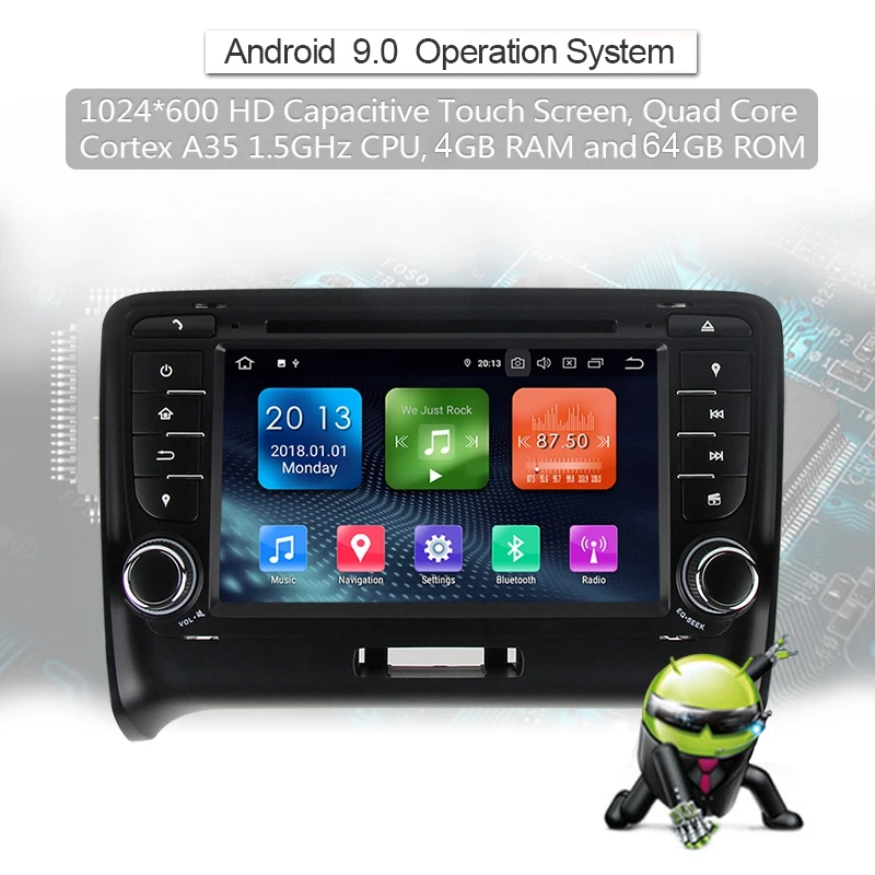 Android 9,0 2Din автомобильный DVD gps 4G+ 32G мультимедийный плеер Bluetooth стерео радио для Audi TT MK2 8J 2006 2007 2008 2009 2010 2011