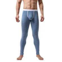 Мужское сексуальное нижнее белье, сохраняющие тепло, леггинсы, в полоску, сексуальные, тянущиеся, дышащие, термо, выпуклые, с разделением пули, тонкие, средней длины, штаны для мужчин