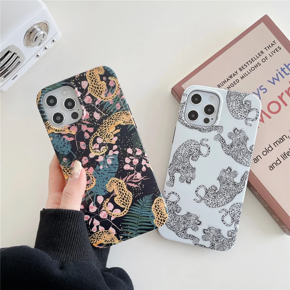 Luxury Brand tiger leopard Abstract art Phone Case for iPhone 12 11 Pro XR X Xs Max 7 8 Plus SE2 imd silicone soft Cover | Мобильные