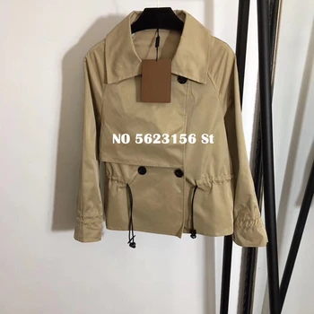

British style short long-sleeved trench coat High Street turn-down Collar High-end runway design women's clothing