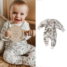 Barboteuse à manches longues pour bébé, combinaison en feuille de coton, vêtements pour enfants 