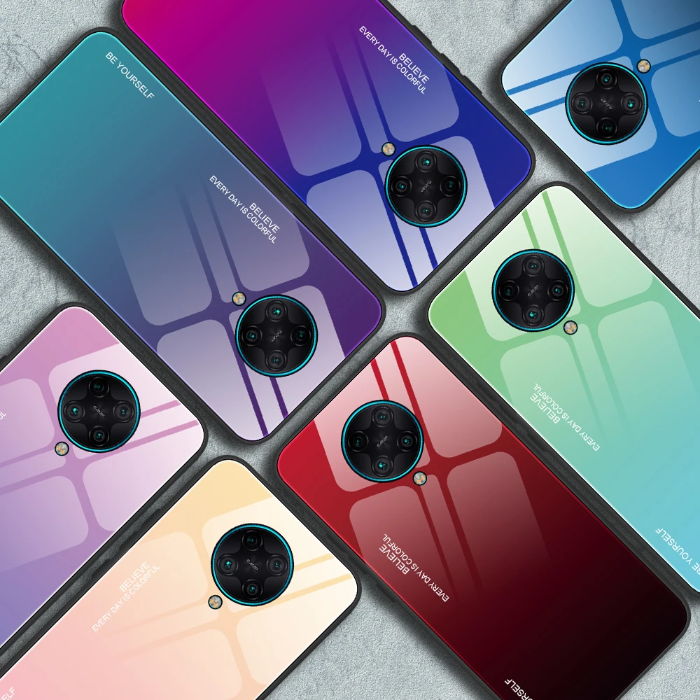 Чехол для Xiaomi Poco X3 градиентный чехол из закаленного стекла защитный X 3 F2 Pro poco x Funda