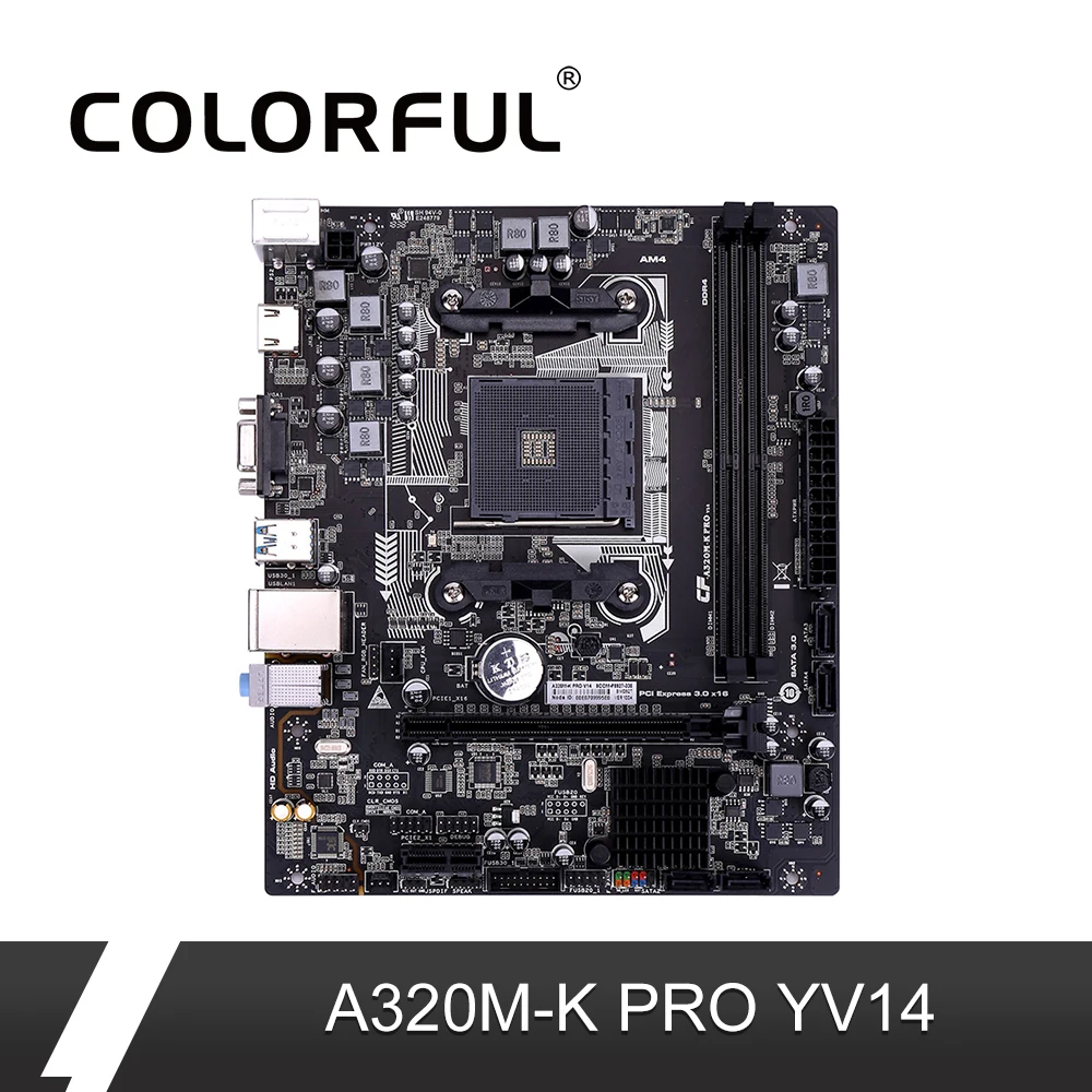 Системная плата Colorful PRO YV14 для процессоров AMD и Ryzen игровая системная A320 AM4 DDR4