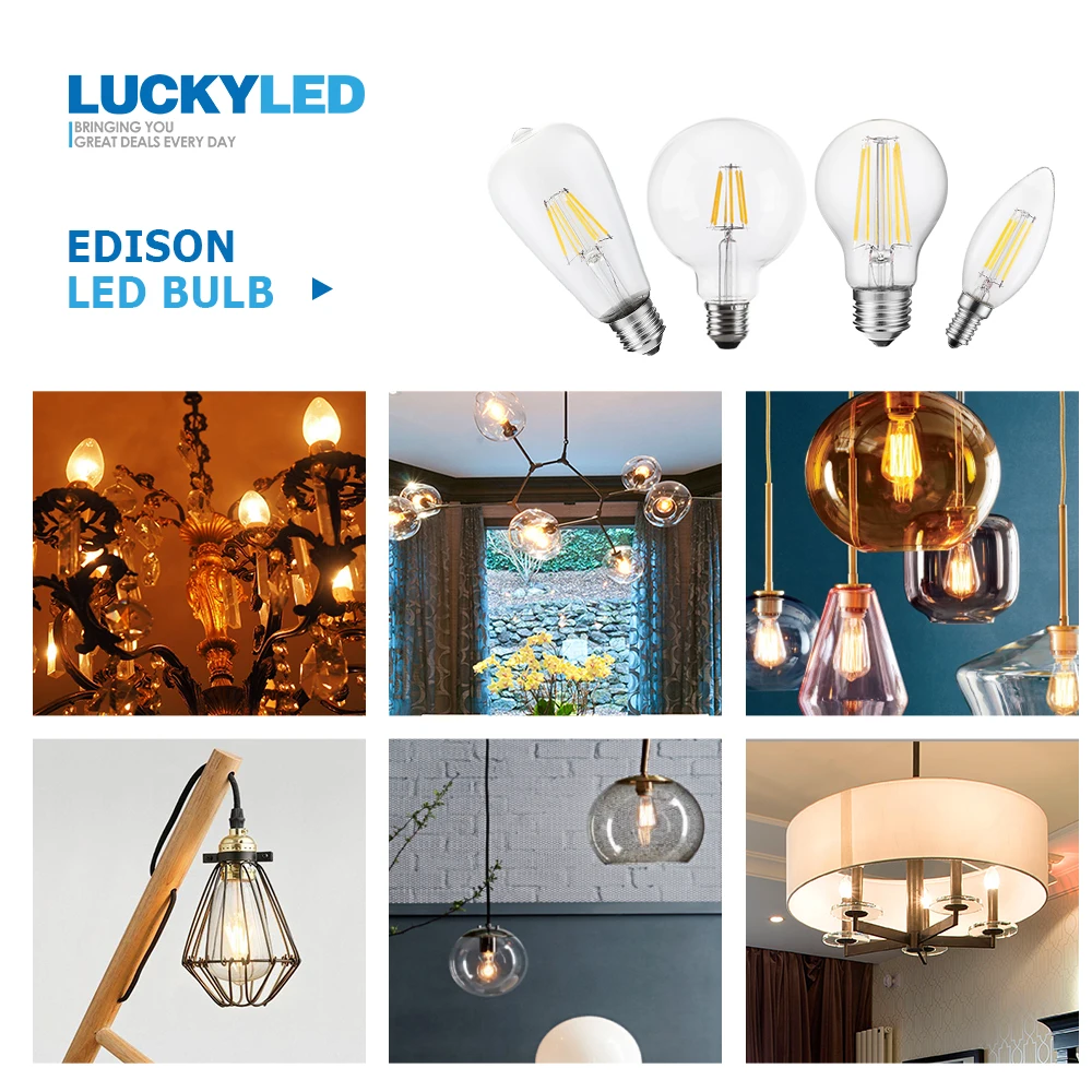 LUCKYELD Винтаж Edison светодиодная лампа 2w 4w 6w 8w E27 СВЕТОДИОДНАЯ Лампа 220v ретро лампы накаливания светильник лампочка E14 Led лампы в форме свечи лампы для комнатных растений светильник Инж