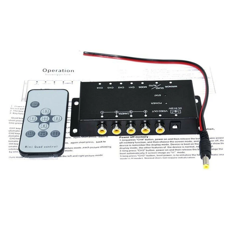 

New Car Auto 4-Way Video Switch Parking Camera 4 View Image Split-Screen Control Box