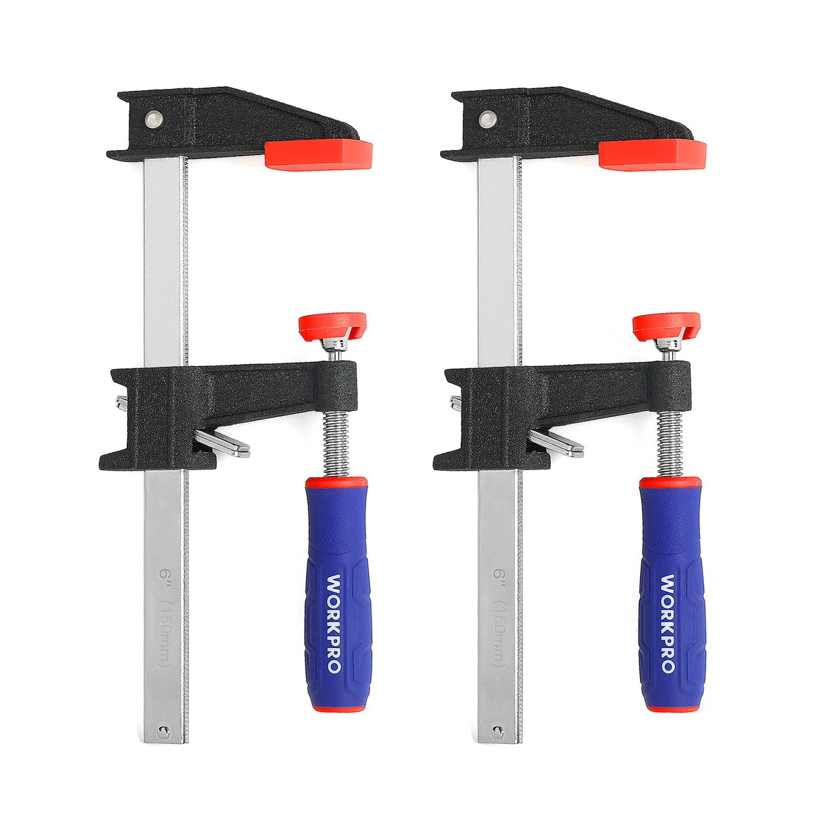 WORKPRO 6 인치/150mm 및 12 인치/300mm 바 클램프 세트, 2 팩 헤비 듀티 F 클램프, 목공 금속 작업자에게 적합 
