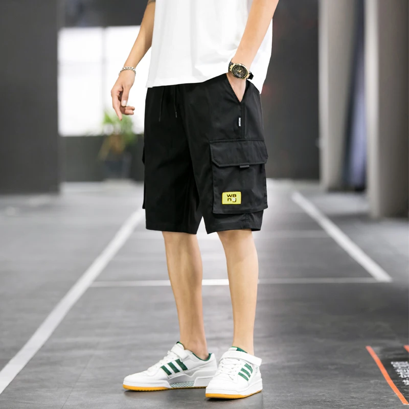 2020 Streetwear de verano hombres pantalones pantalones de bolsillo lateral pantalones cortos de los hombres de Bermudas longitud de rodilla hombres pantalones cortos - AliExpress Ropa de hombre