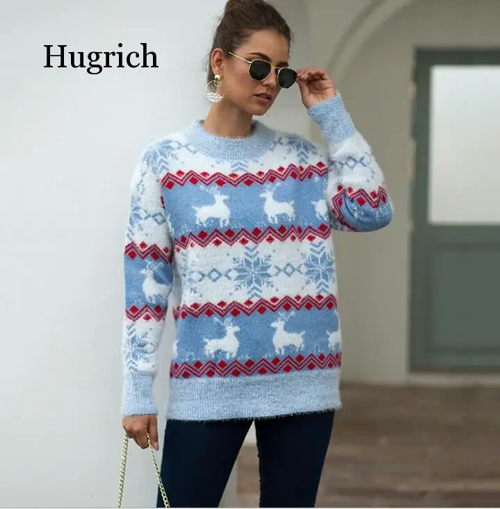 

2020 New Christmas Sweaters Women Thick Warm Winter Pullover Sweater Deer Elk Snowman Female Reindeer Sweater Knitted