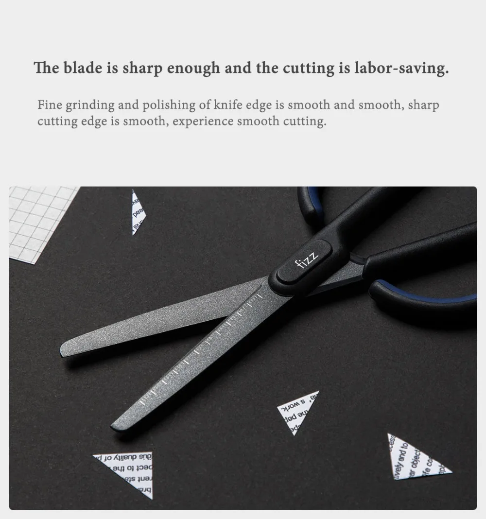 Xiaomi Fizz Anti-stick scissors with scale for Office School Student Stationary Scissor Household DIY tape shear Snip (6)