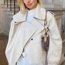 Women's Asymmetrical Leather Jacket Loose PU Motor Biker Coat Outwear Loose Faux Leather Coat