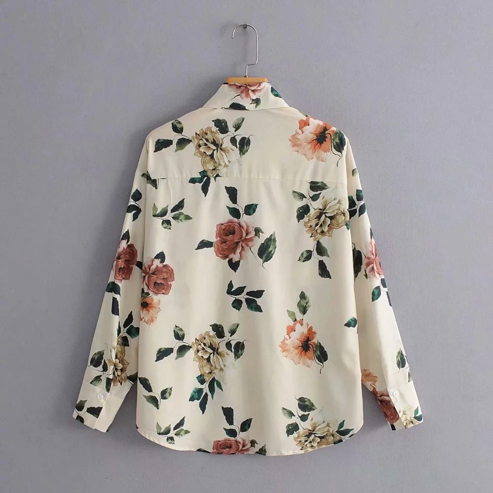 Увядшие осенние blusas mujer de moda Англия простой цветочный принт Свободная рубашка кимоно рубашка для женщин женские Топы И Футболки