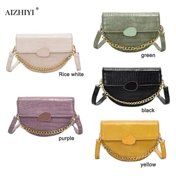 

Crocodile Pattern Leather Crossbody Bags For Women 2020 New Small Purses and Handbags Ladies Semicircle Shoulder Messenger Bag