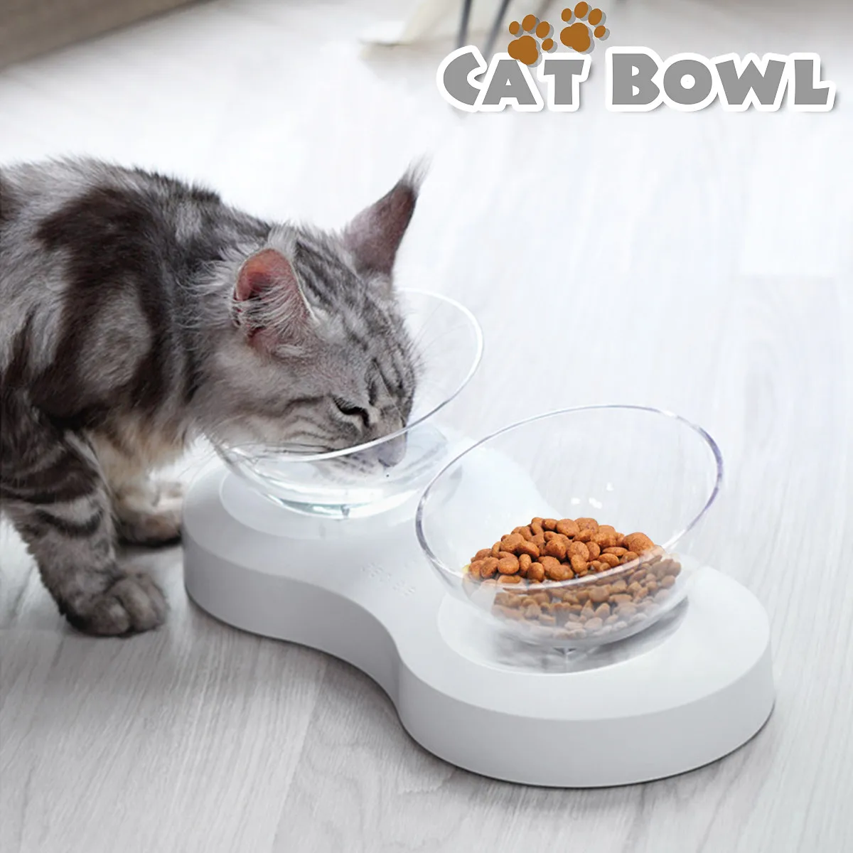 Non slip Double Cat Bowl Dog Bowl With Raised Stand Pet Supplies Cat