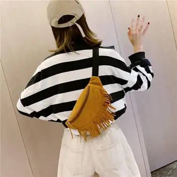 

Fashion Tassels Waist Belt Packs Flannel Women Fanny Chest Crossbody Bag