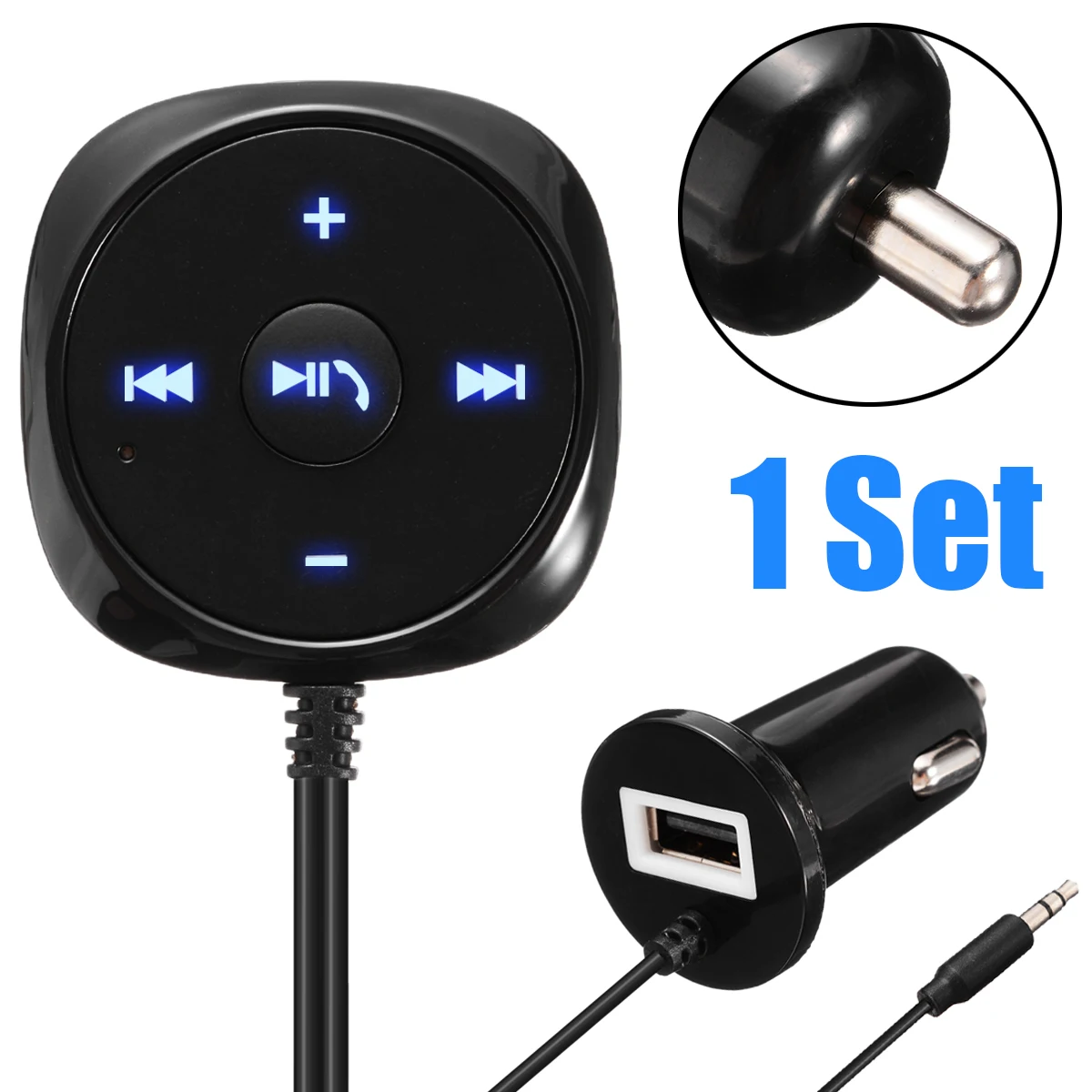 3.5mm bluetooth 3.0 Car AUX Speaker Dongle USB Charger FM Radio Aux Wireless HandsFree Car Kit Music Receiver Adapter