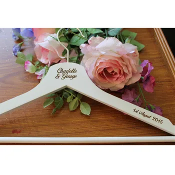 

Custom wood Hanger Suitable for Bride & Groom with name date, Engraved laser Wedding Mrs Clothes Dress Hangers, bridesmaid gift