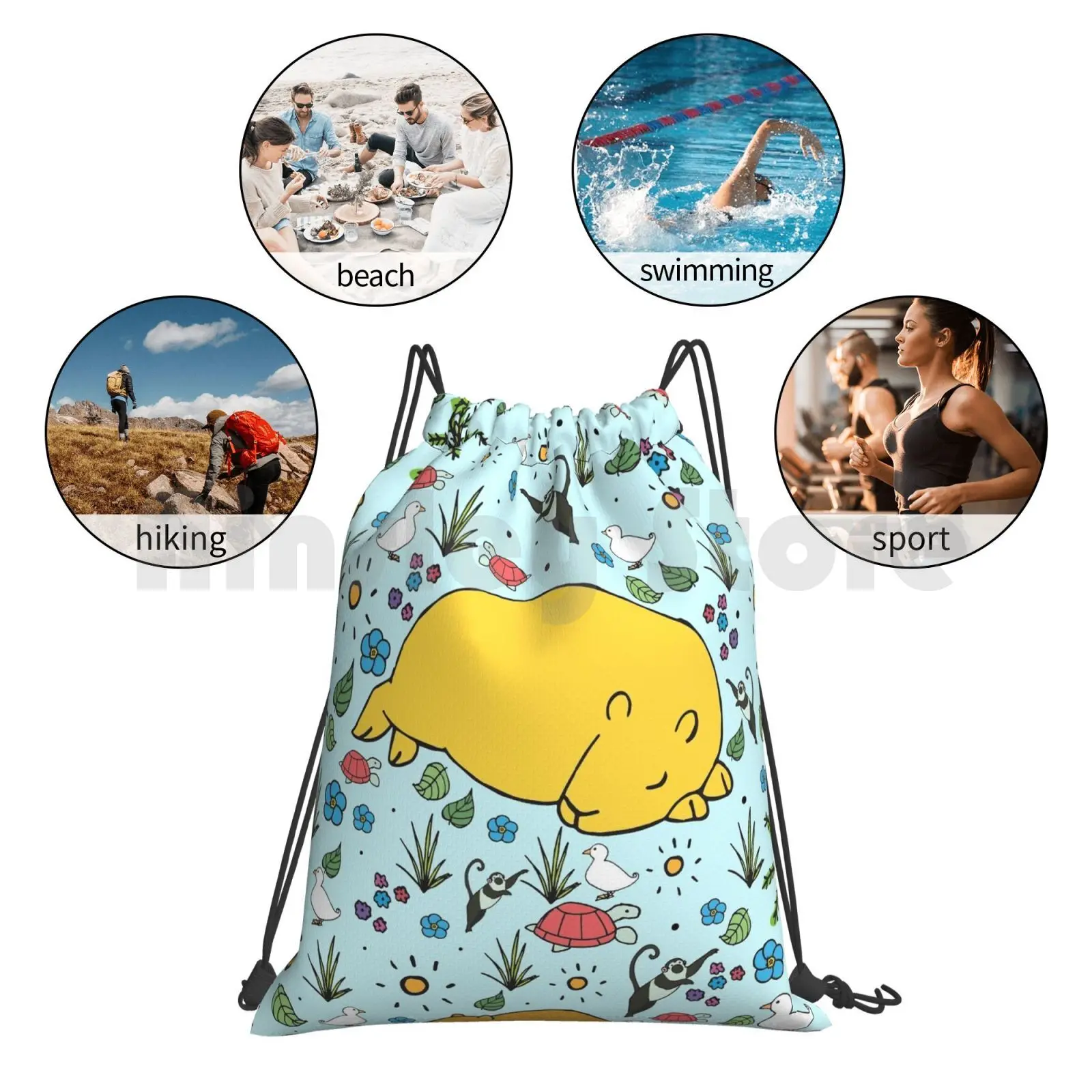 Capybaras Drawstring Bag for Riding and Climbing