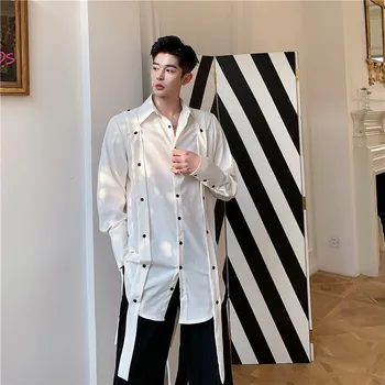 

EWQ / men's and women's wear Tassels Rope manys Button Long Shirt for Male Long Sleeve Nightclub trendy 2020 spring new 9Y1325