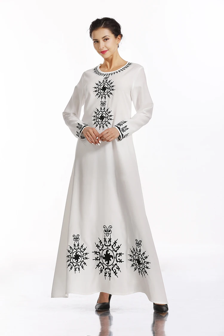 Осеннее женское платье с длинными рукавами и вышивкой Дубайский Мусульманский Абая Марокканская Femme исламский кафтан халат Рамадан платье VKDR1779