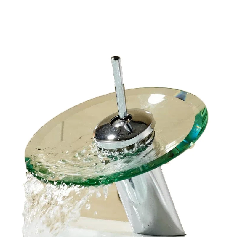 

Bathroom Faucet Glass Waterfall Faucet Bathroom Cabinet Brass Basin Faucet