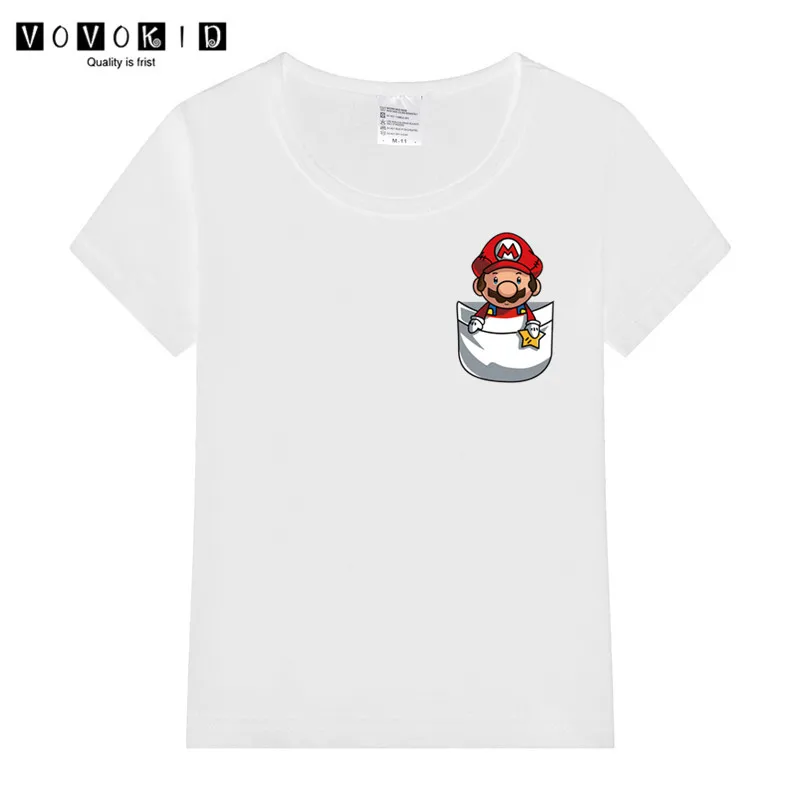 Little Girl Boy Super Mario Bros Print Funny Cartoon T-shirt Chlidren Summer The Lion King Top Baby T Shirt Thanksgiving Shirt