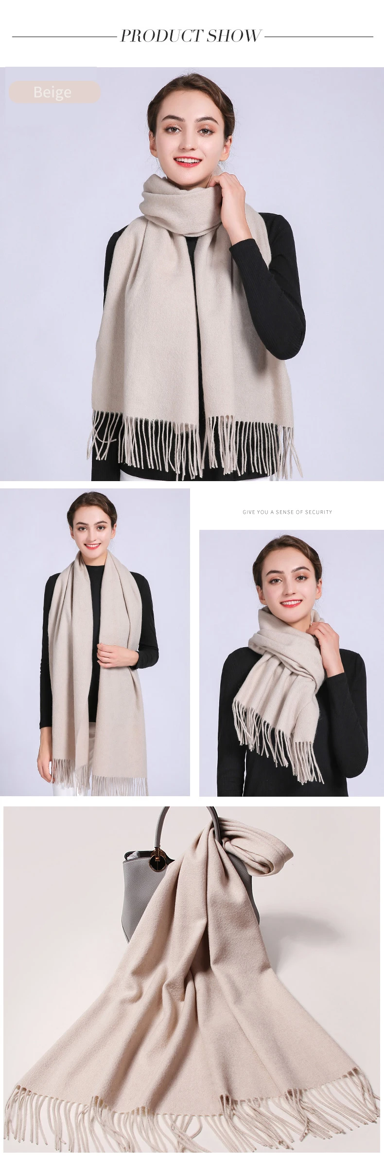 Женский зимний шарф шерсть Echarpe тёплый платок Femm обертывания для дам из пашмины одноцветные шарфы из чистой шерсти Tessel
