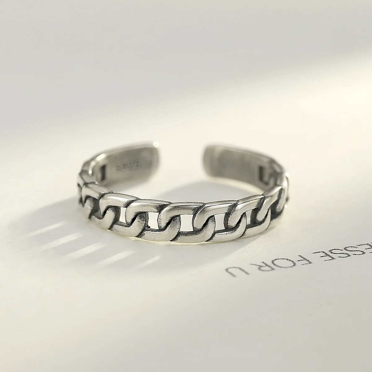 PAG-MAG Minimalist S925 Thai Silver Hand accessories Beautiful Hollow Chain Stripe Original Ring