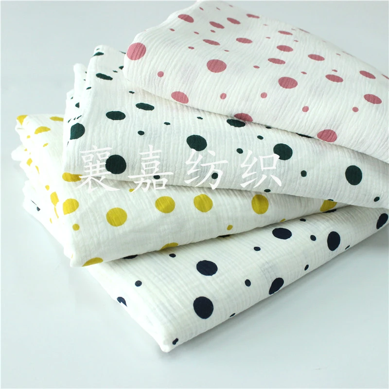 

135cm X50cm High Quality Colorful Spots Soft Thin Double Crepe Hedgehog Texture Floral Cotton Fabric, Make Shirt Cloth