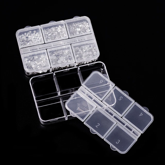 2Pcs Nail Rhinestones Charm Storage Box Empty Nail Art Charms Gems  Organizer Box 