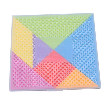 

Children Jigsaw Puzzle Rainbow Color 18.4*18.4cm Plastic Tangram DIY Brain Puzzle Kid Learning Education Puzzles Toy