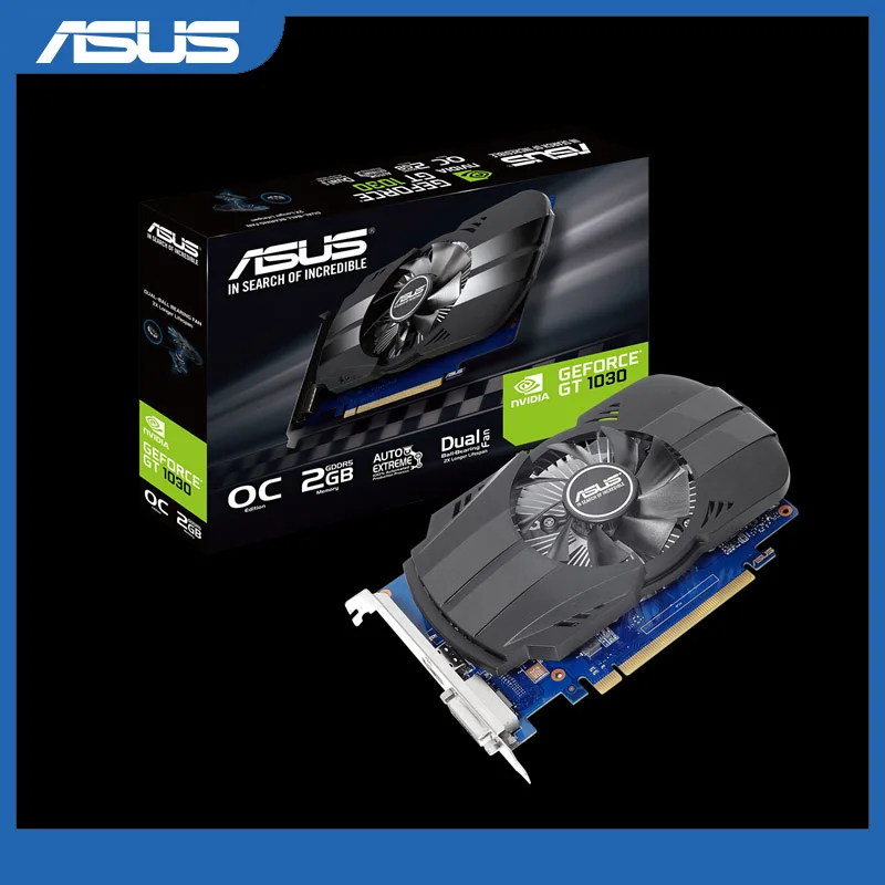 Видеокарта Asus PH-GT1030-O2G GeForce GT 1030 2 Гб Phoenix Fan OC Edition HDMI-совместимая с DVI | Компьютеры и