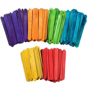 

Color Wooden sicle Stick Ice Cream Bar Large Craft Bar 6 Colors 500 Sticks