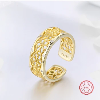 

2020 Fashion Lace 925 Sterling Silver Rings for Women Adjustable cubic zirconia Wedding Engagement Ring bague femme argent 925