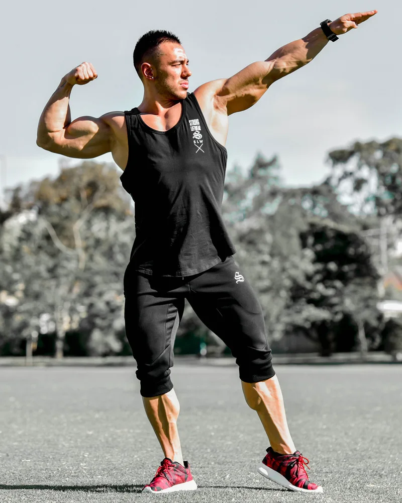 

Casual Fitness Cropped Trousers for Men-Style Mixed Colors Design Zipper Pocket Sports Running Training Shorts Men's