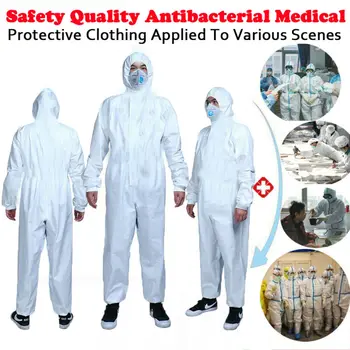 

White Coverall Hazmat Suit AntiVirus Disposable Coveralls Protective Clothing Overall Workshop Safety Suit Protection Protective