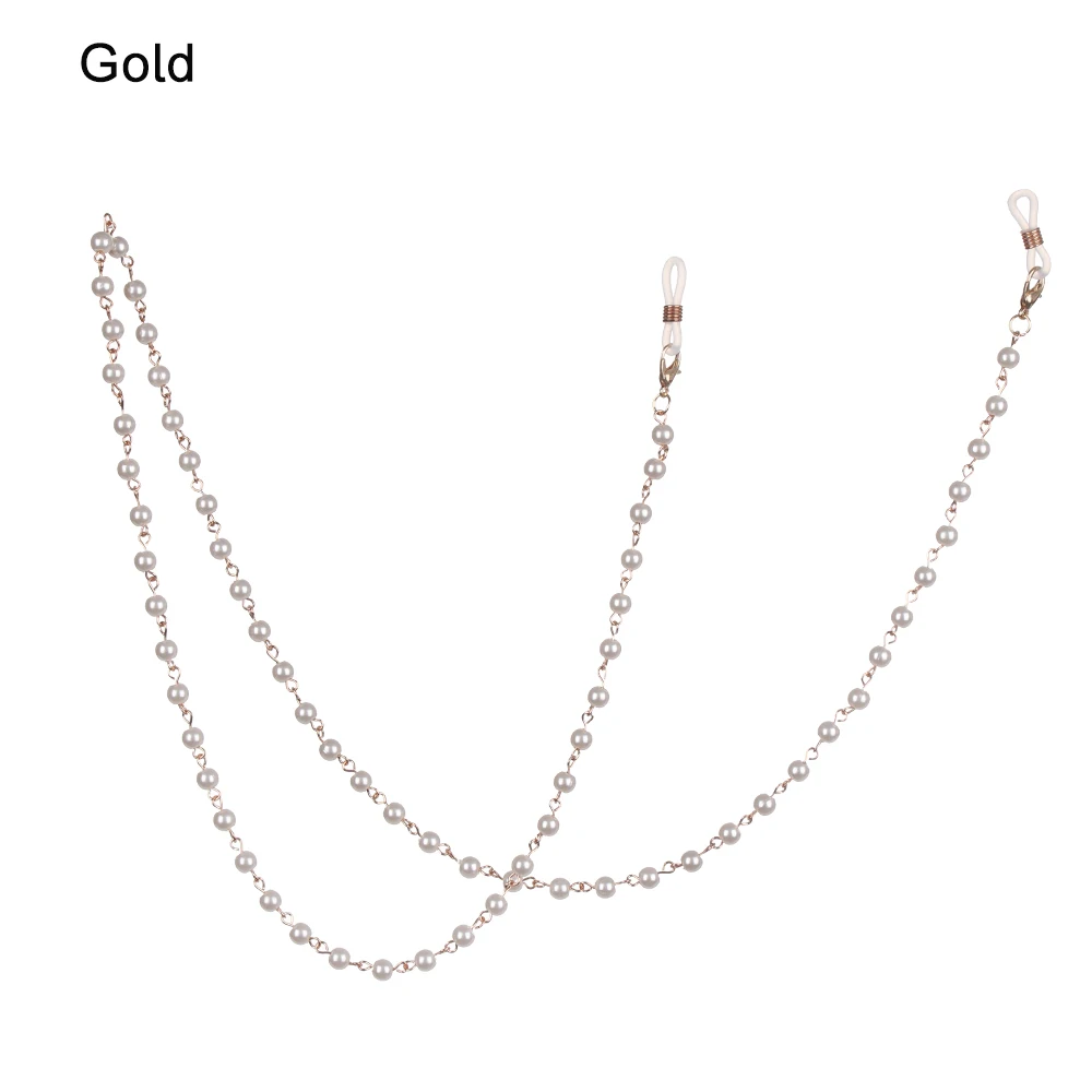 Gold 1 Новые Модные металлические бусины из искусственного жемчуга солнечные очки с цепочкой ремешок ожерелье очки цепочка шнур для чтения очки ремешок - Цвет: Gold 1
