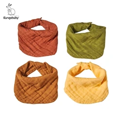 Kangobaby 4pcs Muslin Burp Cloths Sets Most Fashion Colorful Solid Color Baby Infinity Scarf Bibs