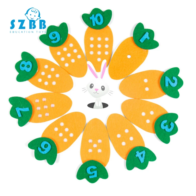 

Sz Steam Educational Toy Non-woven Children Puzzle Handmade DIY Math Toys Kindergarten Carrot Match Digital Teaching Aids