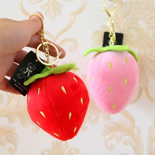 Креативный мультфильм красный фрукты Клубника плюшевый брелок для рюкзака висячая Маленькая подвеска девочка подарок автомобиль брелок - Цвет: Both
