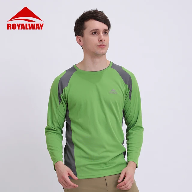 US $8.99 ROYALWAY Outdoor Sports Camping Hiking Men Long Sleeves T-Shirts Summer Quick-drying Comfortable Br
