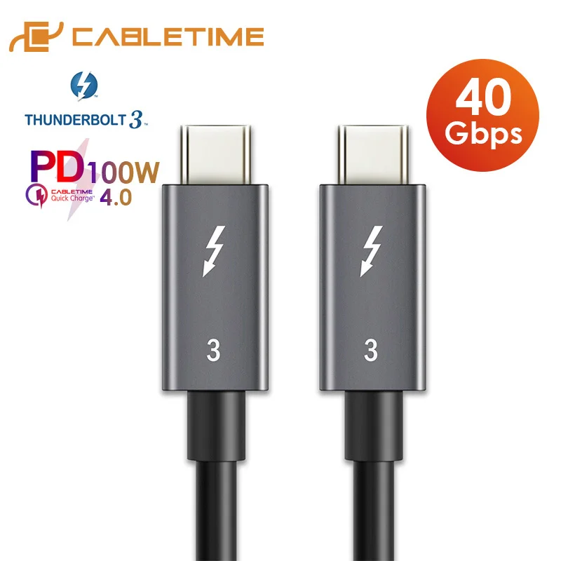 USB C to USB C Cable PD 100W Thunderbolt 3 Certified 40Gbps Type C to C