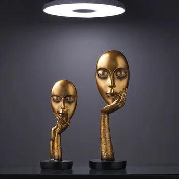 

Creative Resin Hand-held Mask Abstract Character Decoration Living Room Wine Cabinet Art Model Desktop Home Decor