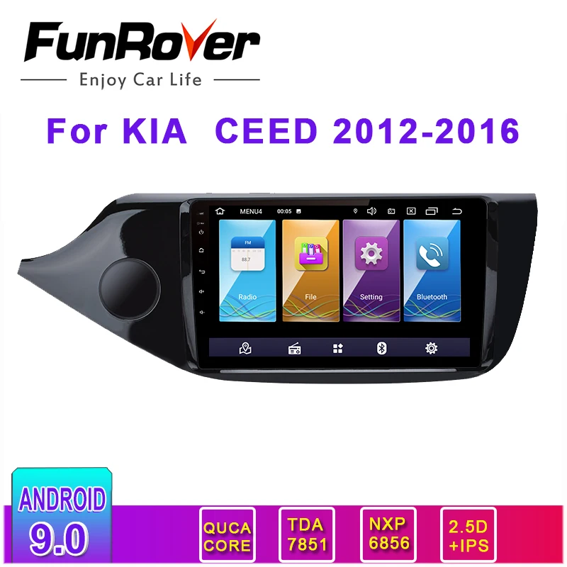 Автомобильный dvd Funrover 2 DIN 2.5D+ ips для KIA Cee 'd CEED JD 2012- автомобильный Радио Мультимедиа Видео плеер навигация gps Android 9,0 rds